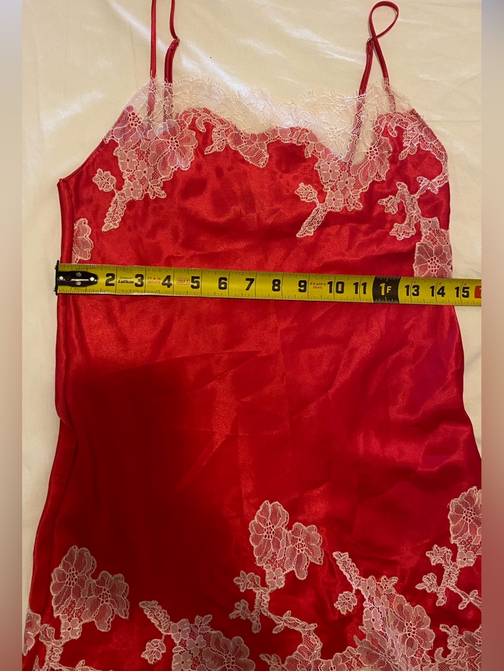 SOLD
Red Lace-Trim Satin Slip Skirt - Picture 3 of 6